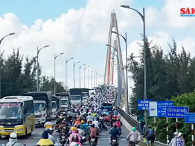 Từ ngày 10-6, cấm xe 3 trục qua cầu Rạch Miễu trong giờ cao điểm