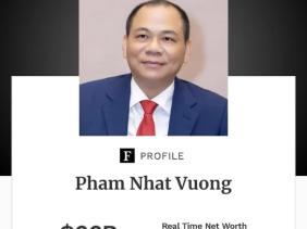 Vốn hóa VinFast vượt 191 tỷ USD, ông Phạm Nhật Vượng giàu thứ 16 thế giới