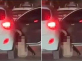Vụ clip người phụ nữ không mặc quần áo rơi khỏi ô tô đang chạy: Người trong cuộc khai gì?