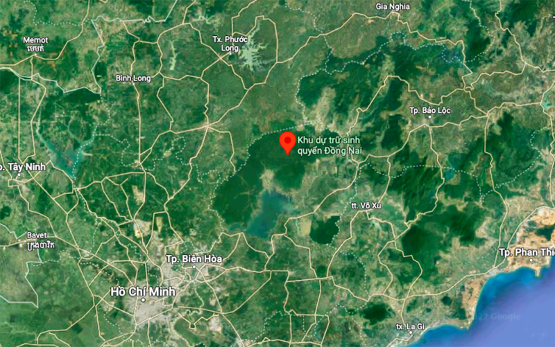 Vị trí Khu dự trữ sinh quyển Đồng Nai. Ảnh: Google Maps