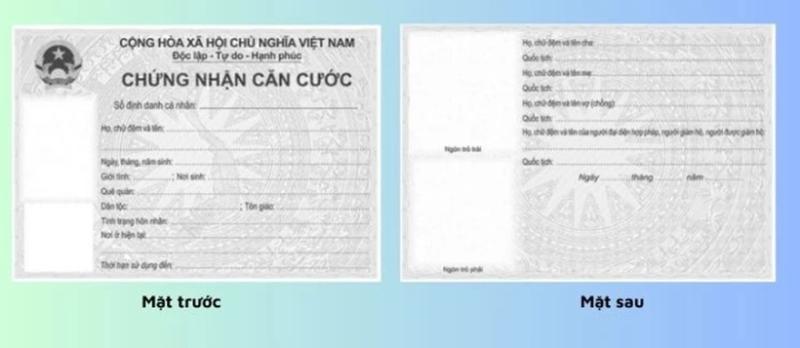 Mẫu giấy chứng nhận căn cước. Ảnh: PLO