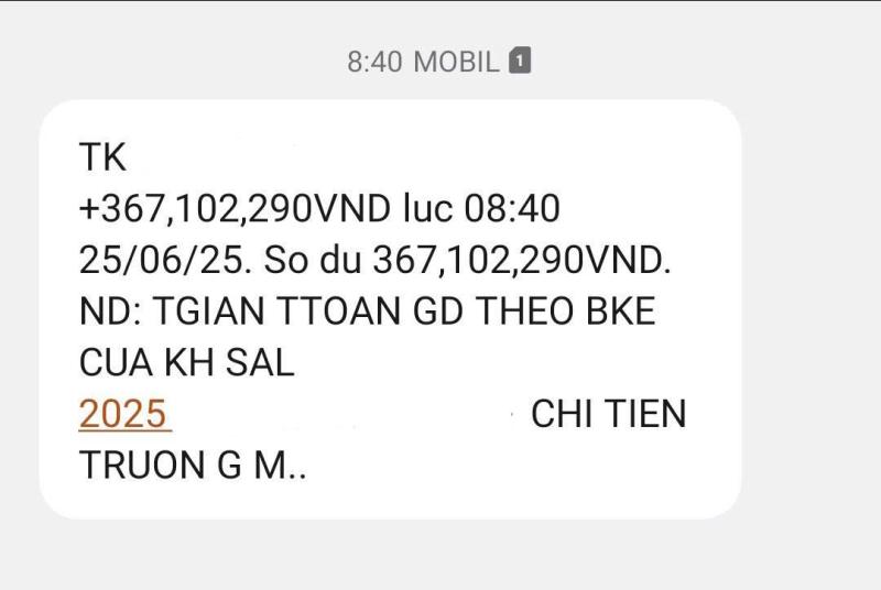 Số tiền bồi hoàn 367.103.290 đồng được trả về tài khoản ngân hàng mà chị D đã đăng ký với. Ảnh: Nhân vật cung cấp.