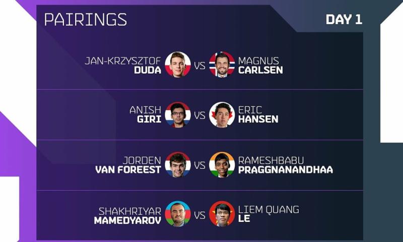 Các cặp đấu vòng một Oslo Esports Cup, từ 23h, giờ Hà Nội. Ảnh: Champions Chess Tour