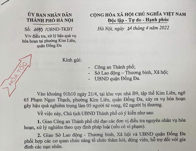 Cháy nhà dân khiến 5 người tử vong: Chủ tịch Hà Nội hỏa tốc chỉ đạo xử lý