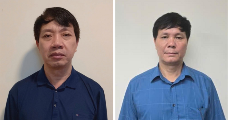 Bị can Lê Đức Giang, Phó Chủ tịch UBND tỉnh Thanh Hoá và Bị can Phạm Văn Hoành, Phó Giám đốc Sở Nông nghiệp và Môi trường tỉnh Thanh Hóa. (Ảnh: Bộ Công an)