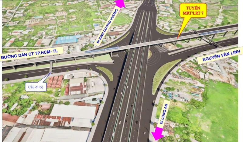Nút giao Bình Thuận sẽ  xây thêm cầu vượt Quốc lộ 1 và xây 2 hầm chui trên đường Nguyễn Văn Linh.  Ảnh: Sở Xây dựng TPHCM