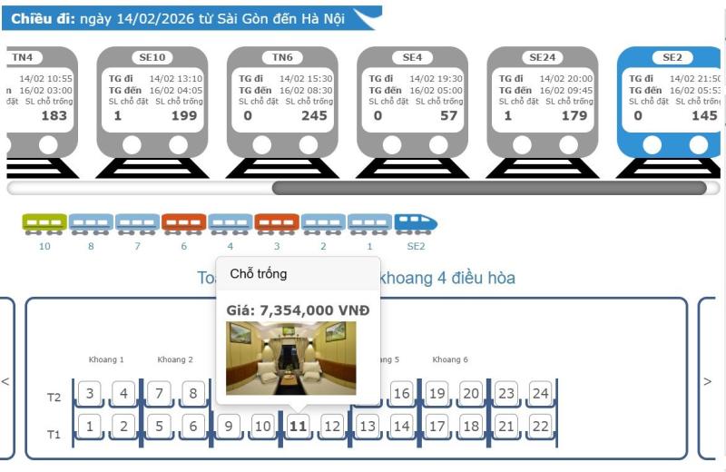 Vé khoang 2 giường nằm có giá lên tới 7,35 triệu đồng/vé. Ảnh: Minh Quân