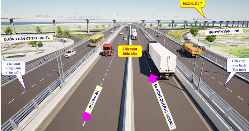 Cầu vượt nút giao Bình Thuận sẽ xây thêm 2 cầu song hành, mỗi cầu 2 làn xe.  Ảnh: Sở Xây dựng TPHCM