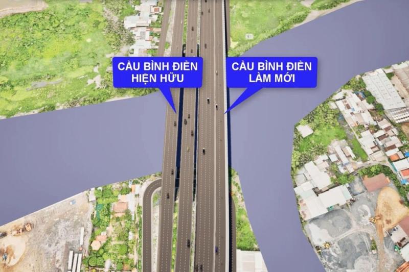 Xây thêm một cầu Bình Điền mới quy mô 6 làn xe.  Ảnh: Sở Xây dựng TPHCM