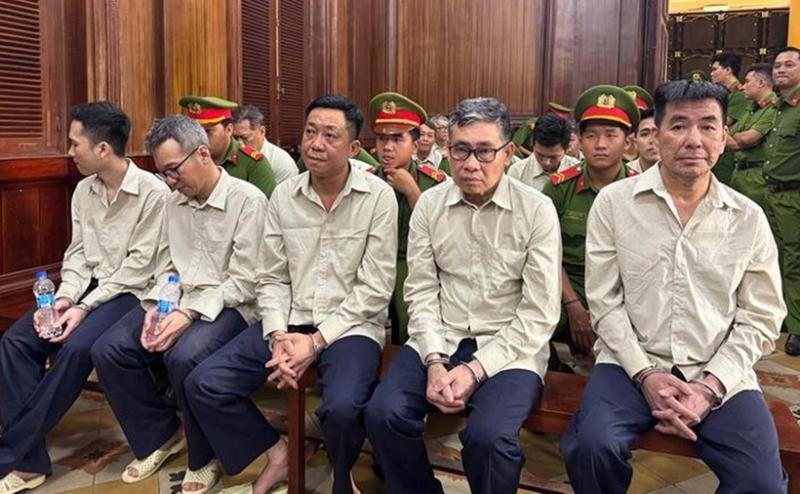 Các bị cáo tại phiên toà. (Ảnh: VTC News)