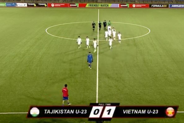 U23 Việt Nam có bàn mở tỉ số ở đầu hiệp 2. Ảnh cắt từ video