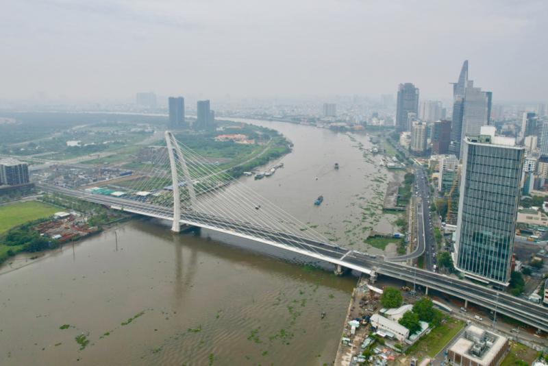 Cầu Thủ Thiêm trước ngày khánh thành. Ảnh: Gia Minh
