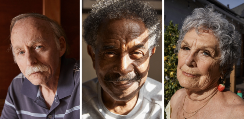 Ông Chuck Lacey, ông Jerry Boyd và bà Gaylynn Baker (từ trái qua) tại viện dưỡng lão Retirement House. Ảnh: Magdalena Wosinska for The New York Times